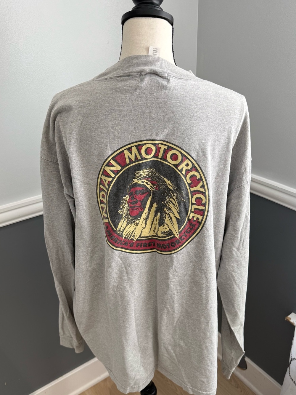 Vintage Indian Motorcycles Graphic Tee Grey long sleeve Size XXL